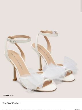 Stuart Weitzman Ivory Tulle Bow Slingback Heels